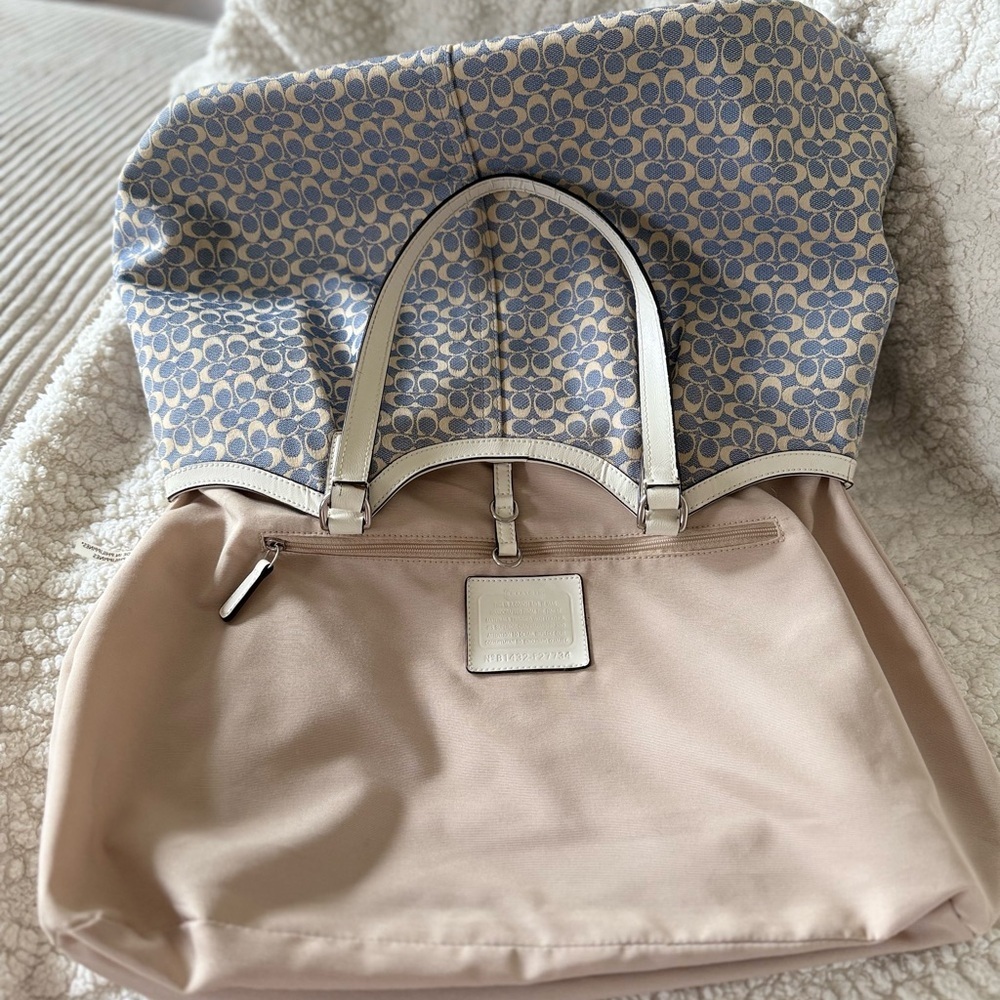 Legacy Vintage Coach Signature Stripe Devon Coach Blue Jacquard Shoulder Bag - Picture 11 of 16